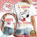 Kansas City Chiefs Nursing T Shirt Never Underestimate A Woman In Her Sixties Snoopy T Shirt - Limotees LLC