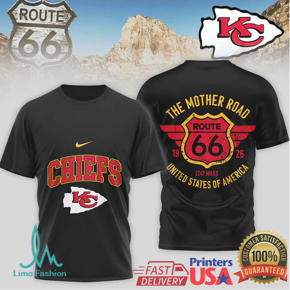 Kansas City Chiefs Official NFL Route 66 3D Shirt - Limotees LLC