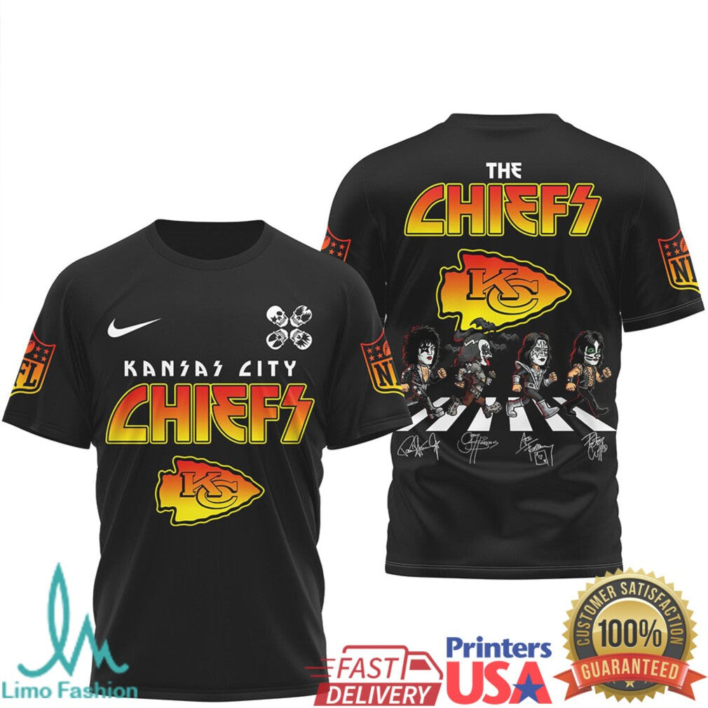 Kansas City Chiefs Rock Band Mashup T Shirt Abbey Road Parody Fan Gear - Limotees LLC