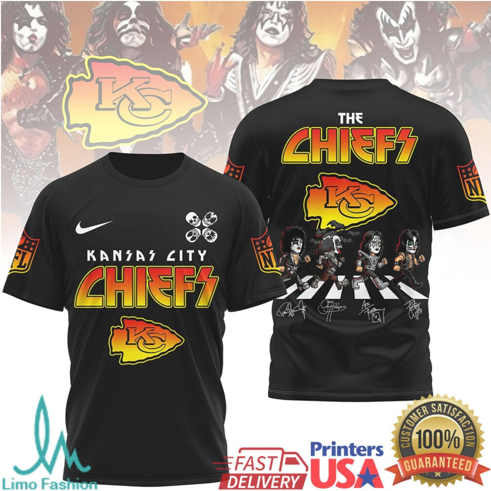 Kansas City Chiefs Rock Band Mashup T Shirt Abbey Road Parody Fan Gear - Limotees LLC