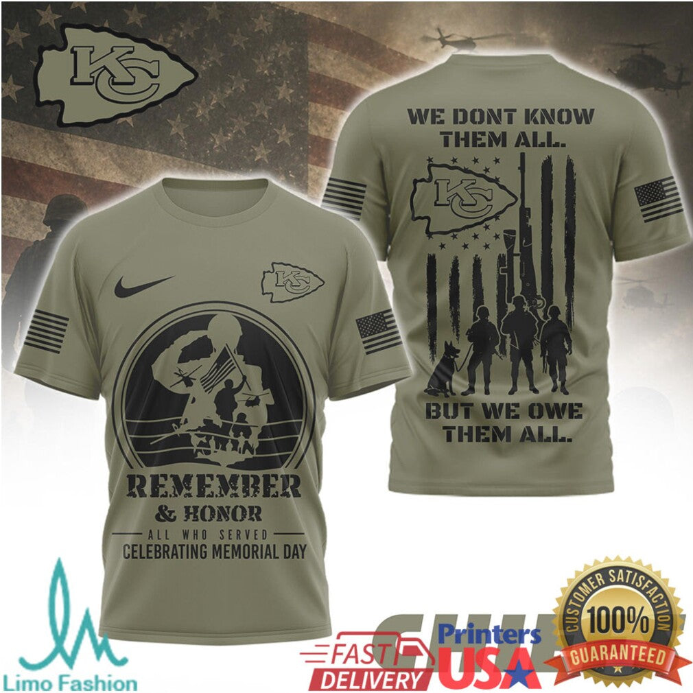 Kansas City Chiefs Salute to Service T Shirt Memorial Day Military Appreciation Remember & Honor T Shirt