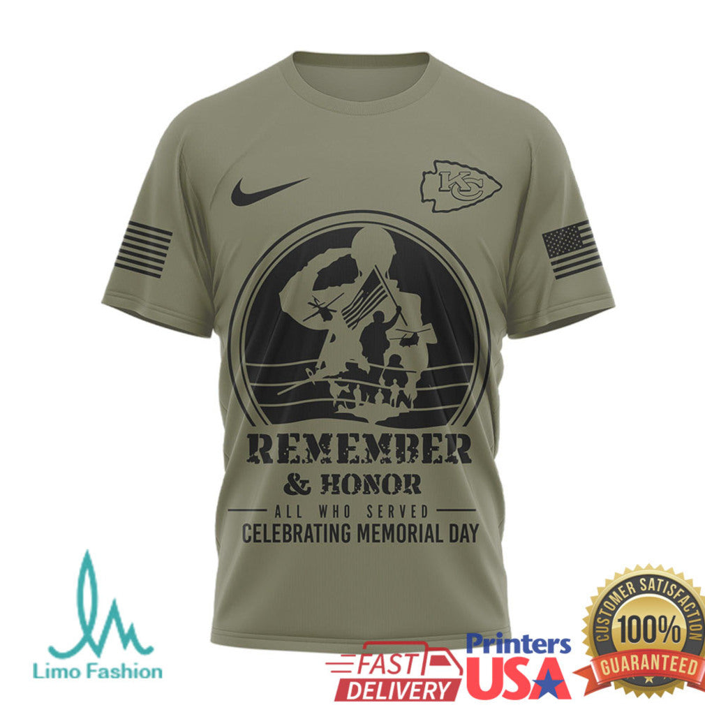 Kansas City Chiefs Salute to Service T Shirt Memorial Day Military Appreciation Remember & Honor T Shirt