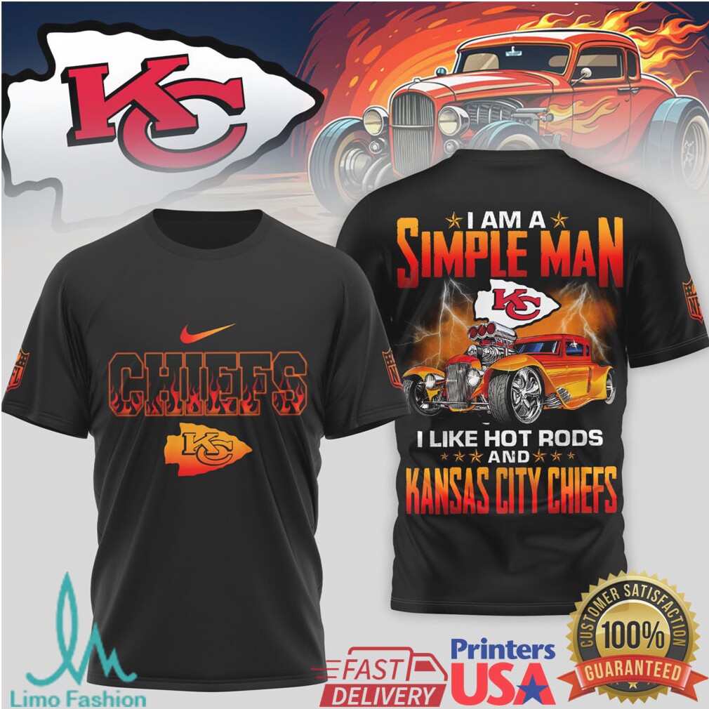 Kansas City Chiefs Simple Man Hot Rod Racing Black T Shirt - Limotees LLC