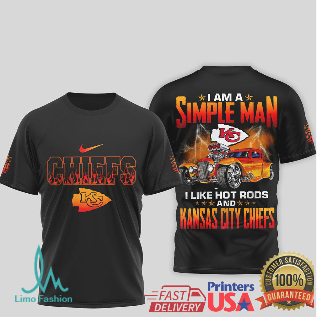 Kansas City Chiefs Simple Man Hot Rod Racing Black T Shirt - Limotees LLC