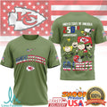 Kansas City Chiefs Snoopy 250th Anniversary USA Military Olive T Shirt - Limotees LLC