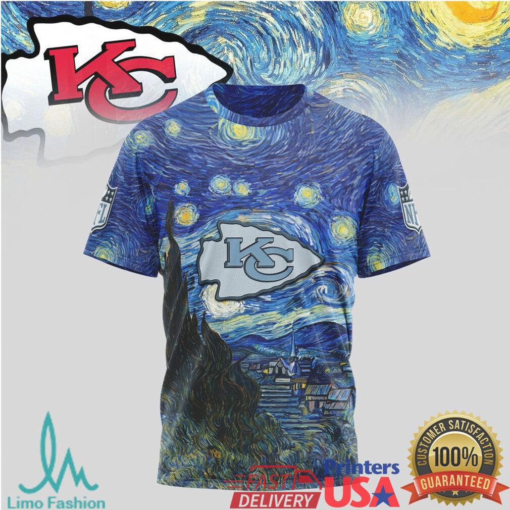 Kansas City Chiefs Starry Night Van Gogh Nfl Tshirt - Limotees LLC