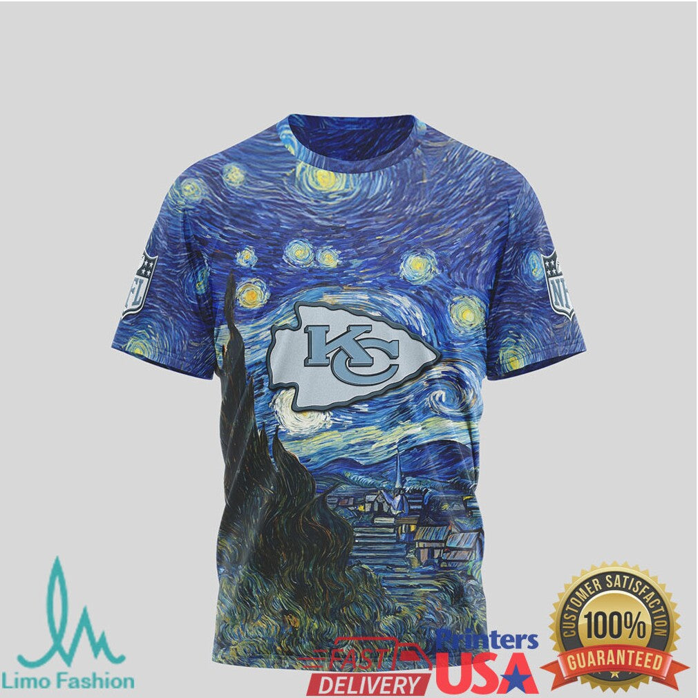 Kansas City Chiefs Starry Night Van Gogh Nfl Tshirt - Limotees LLC