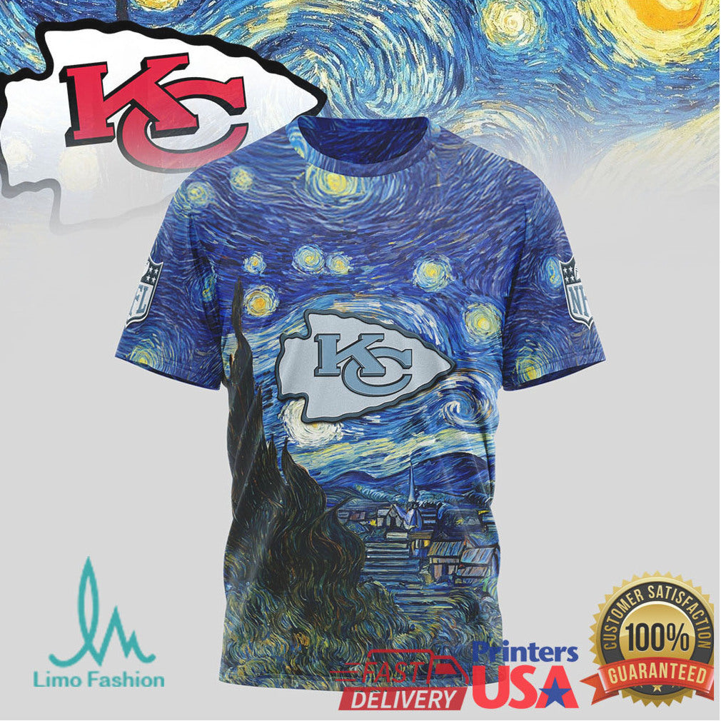 Kansas City Chiefs Starry Night Van Gogh Nfl Tshirt - Limotees LLC