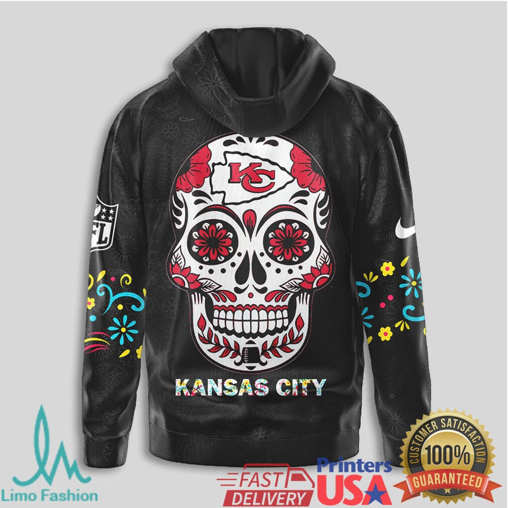 Kansas City Chiefs Sugar Skull Dia De Los Muertos NFL T Shirt - Limotees LLC