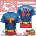 Kansas City Chiefs Superman Hero Series 3D Graphic T Shirt NFL Fan Apparel - Limotees LLC