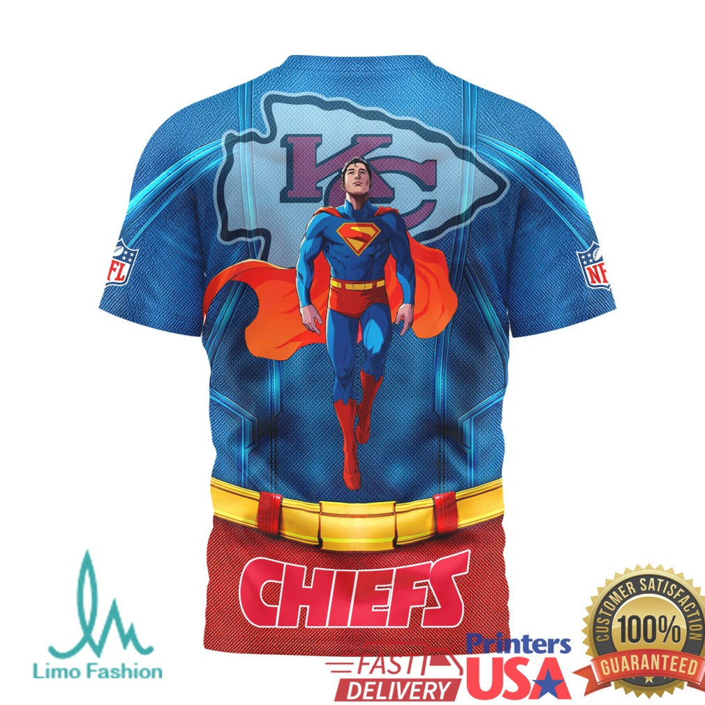 Kansas City Chiefs Superman Hero Series 3D Graphic T Shirt NFL Fan Apparel - Limotees LLC