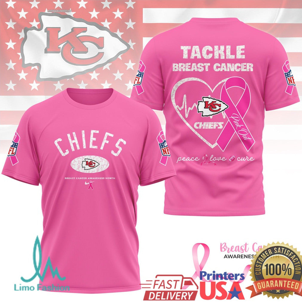 Kansas City Chiefs Tackle Breast Cancer Awareness Pink Ribbon T Shirt - Limotees LLC