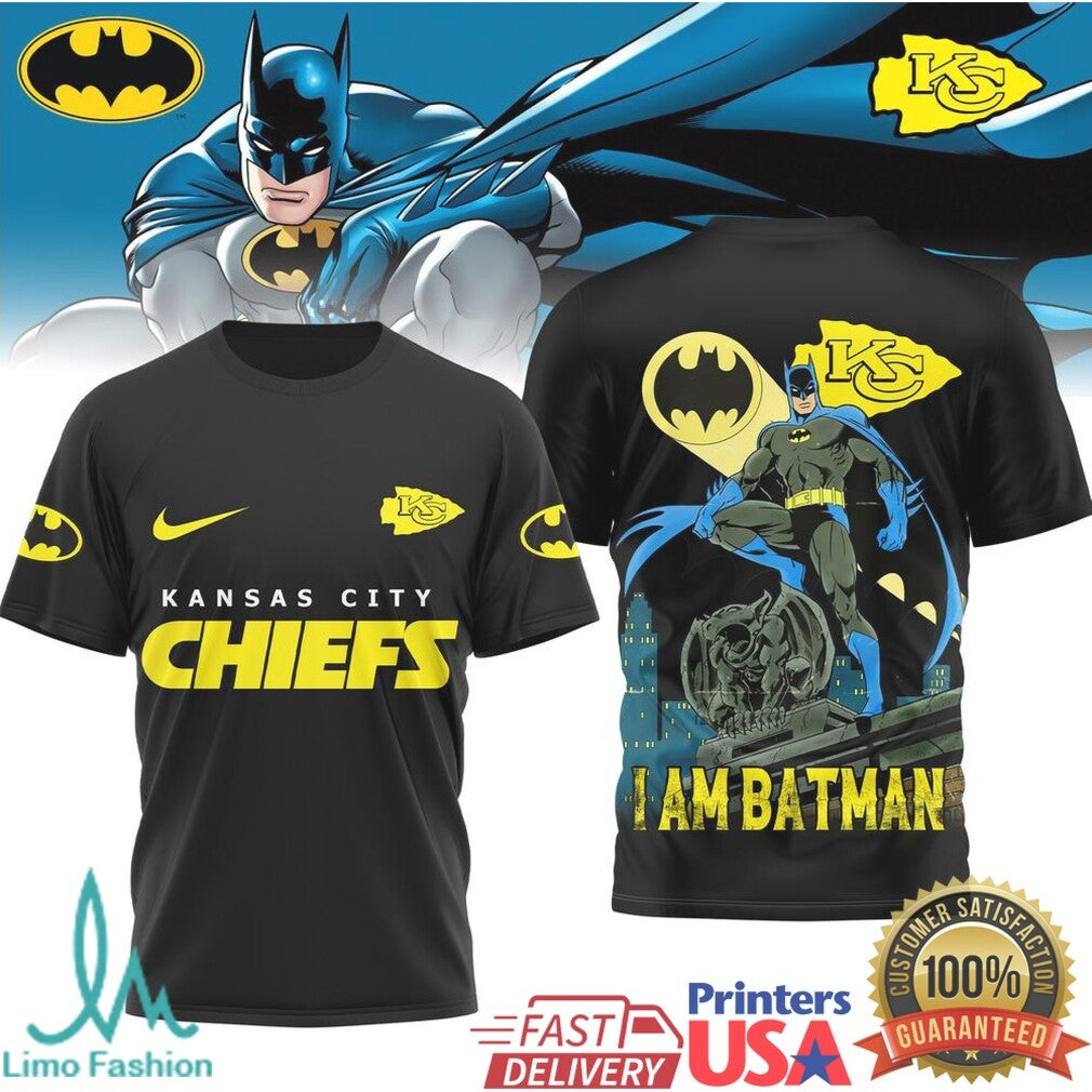 Kansas City Chiefs x Batman Mashup I Am Batman Graphic T Shirt - Limotees LLC