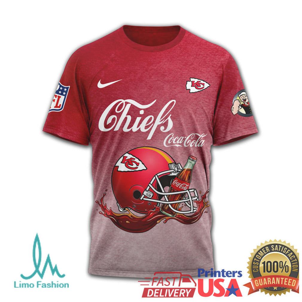 Kansas City Chiefs x Coca Cola Popeye “Drink Strong Play Hard” T Shirt - Limotees LLC