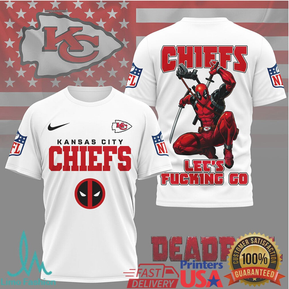Kansas City Chiefs x Deadpool “Let's Fucking Go” NFL Graphic T Shirt - Limotees LLC
