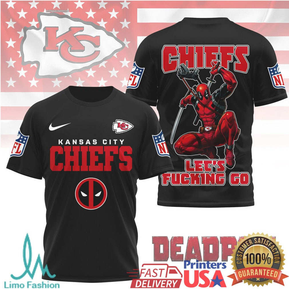 Kansas City Chiefs x Deadpool “Let's Fucking Go” NFL Graphic T Shirt - Limotees LLC