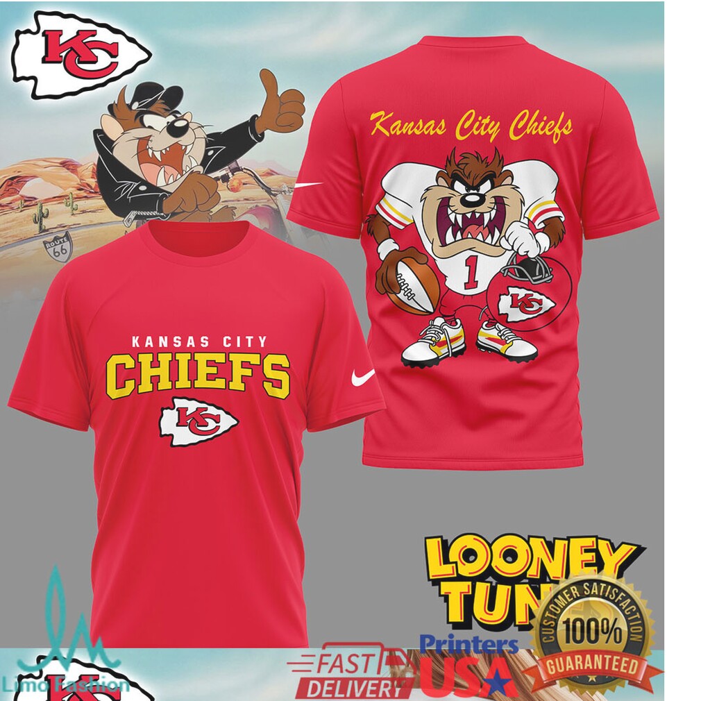 Kansas City Chiefs x Looney Tunes Taz Super Fan Cartoon T Shirt - Limotees LLC