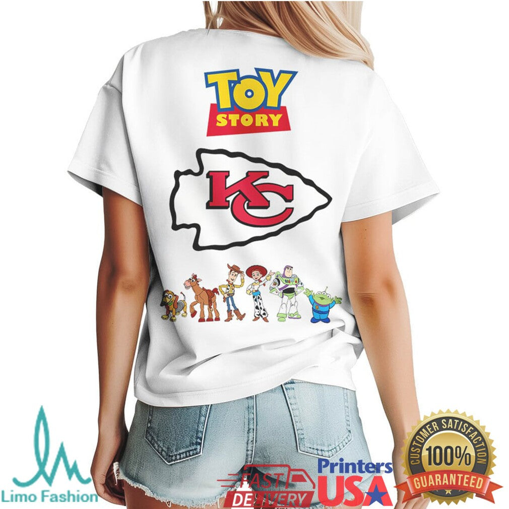 Kansas City Chiefs x Toy Story Woody & Buzz White T Shirt - Limotees LLC