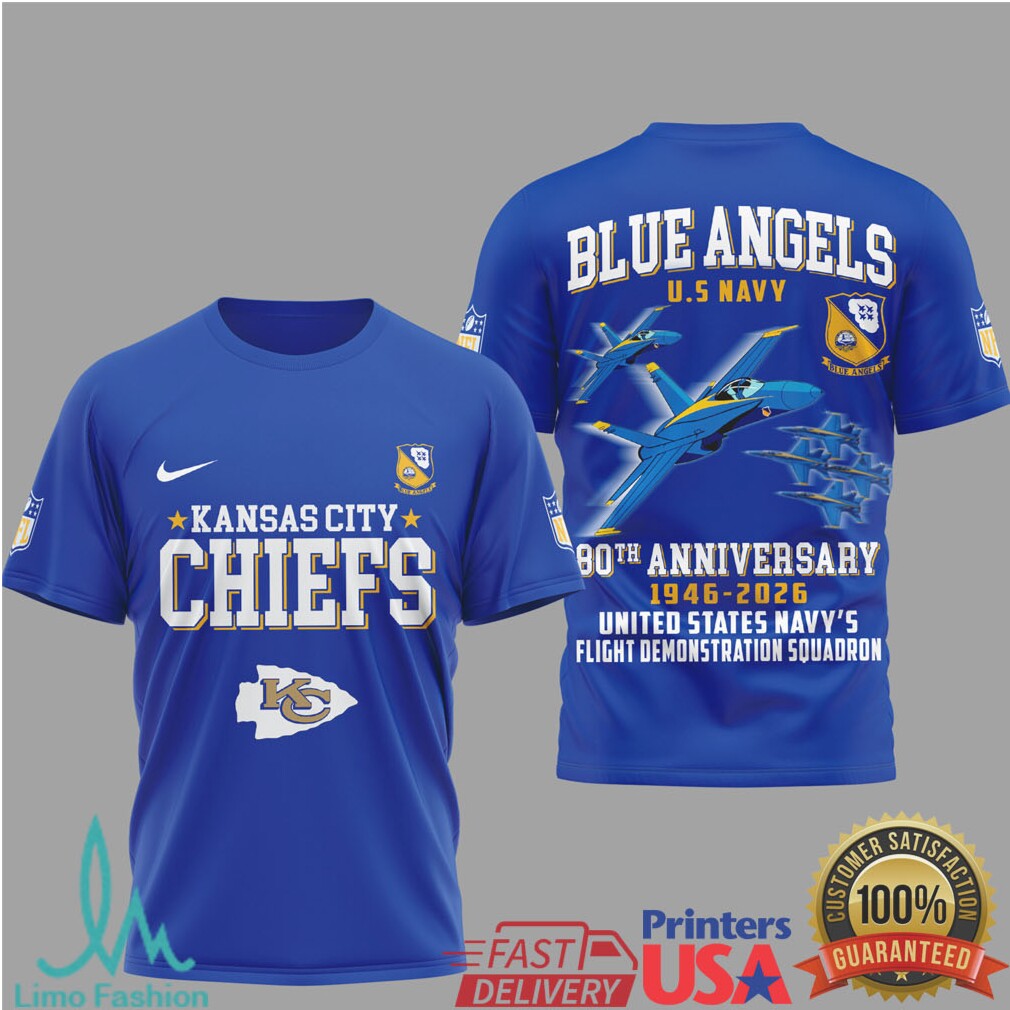 Kansas City Chiefs x U.S. Navy Blue Angels 80th Anniversary 1946 2026 T Shirt - Limotees LLC