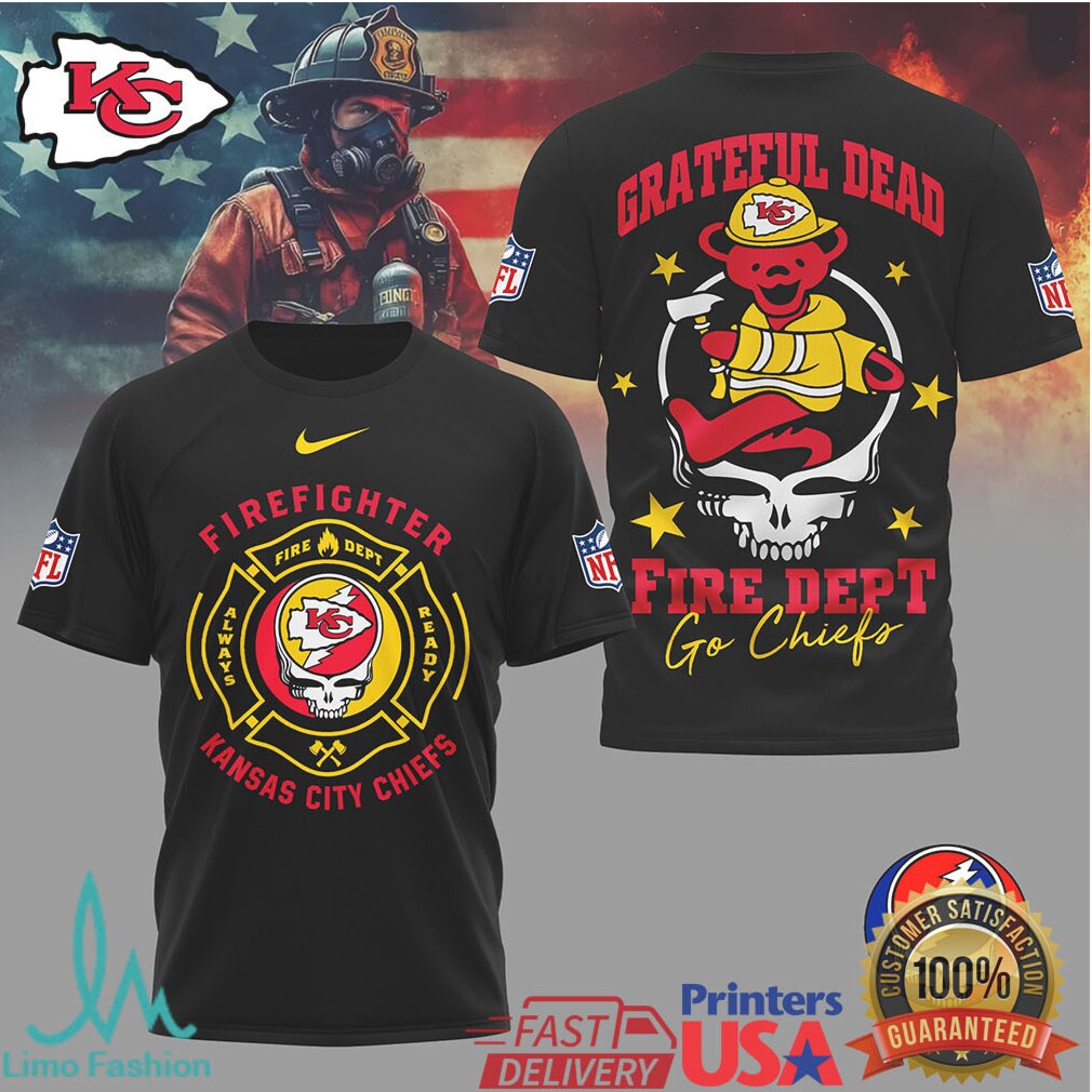 Kansas City ChiefsOfficial NFL Grateful Dead Firefighter 3D Shirt - Limotees LLC