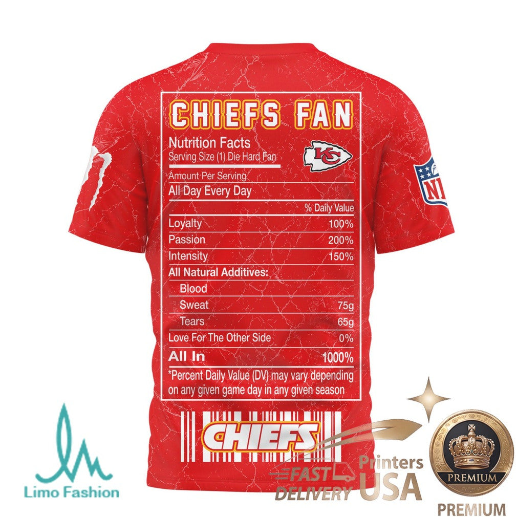 Kansas City Football Fans Monster Energy Nutrition Facts Red T Shirt - Limotees LLC