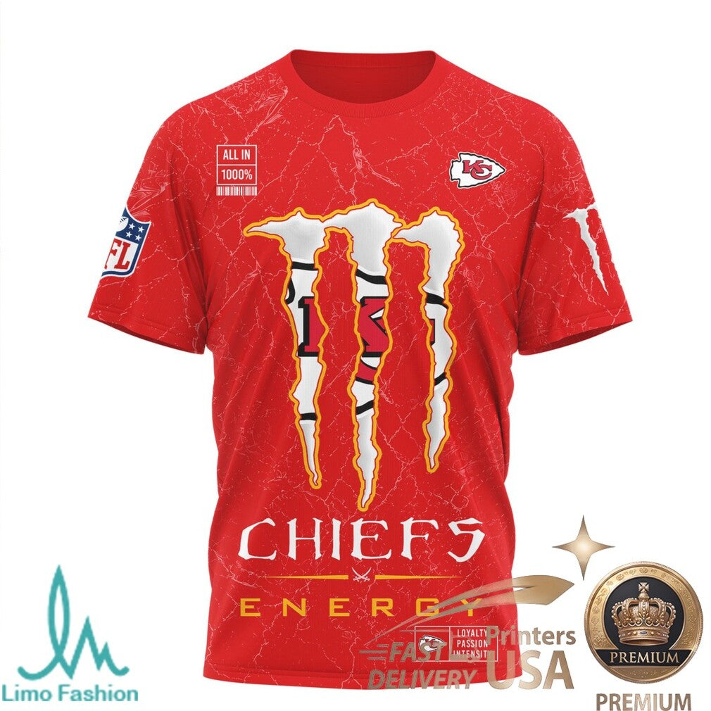 Kansas City Football Fans Monster Energy Nutrition Facts Red T Shirt - Limotees LLC