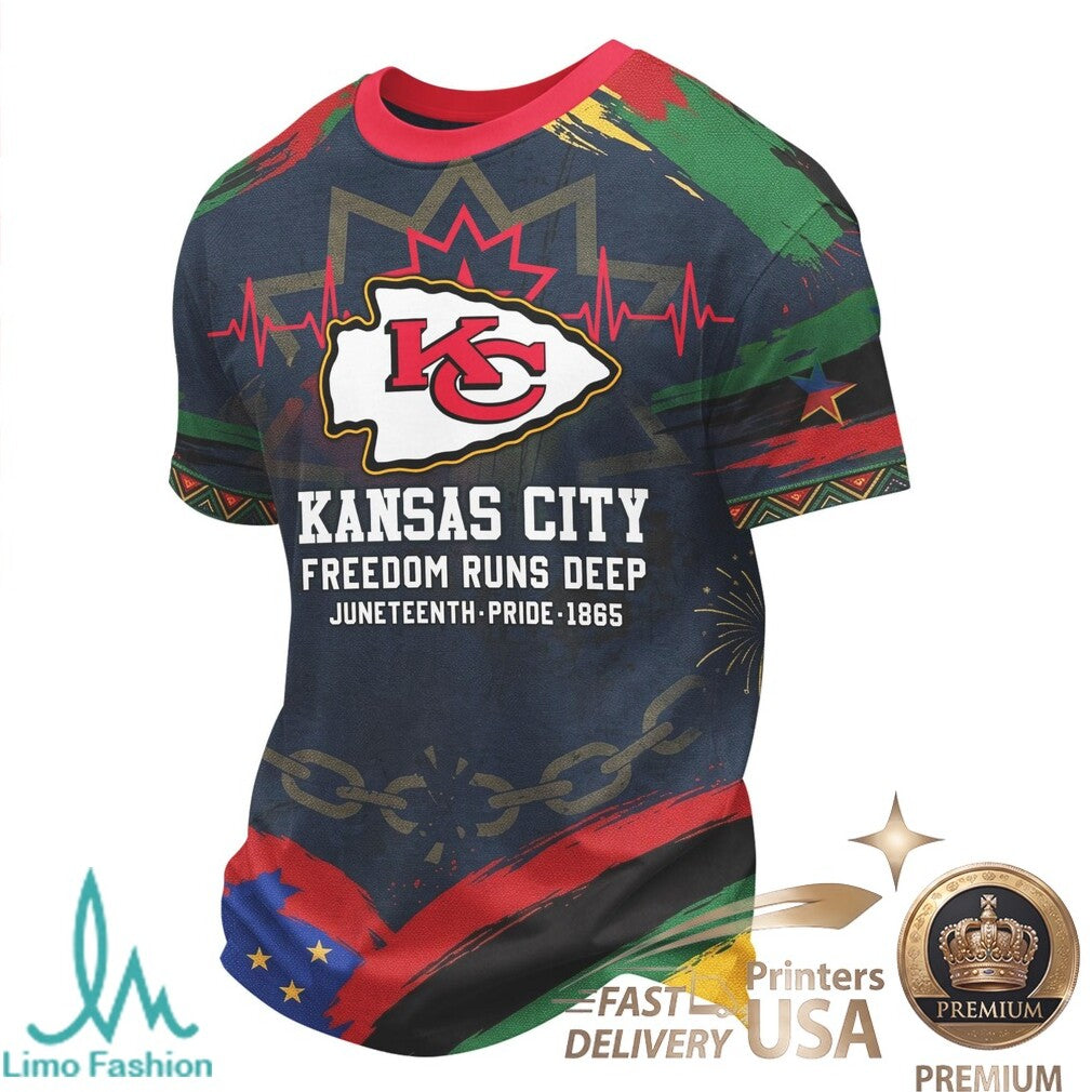 Kansas City Football Juneteenth Freedom Day Bleed Red T Shirt - Limotees LLC