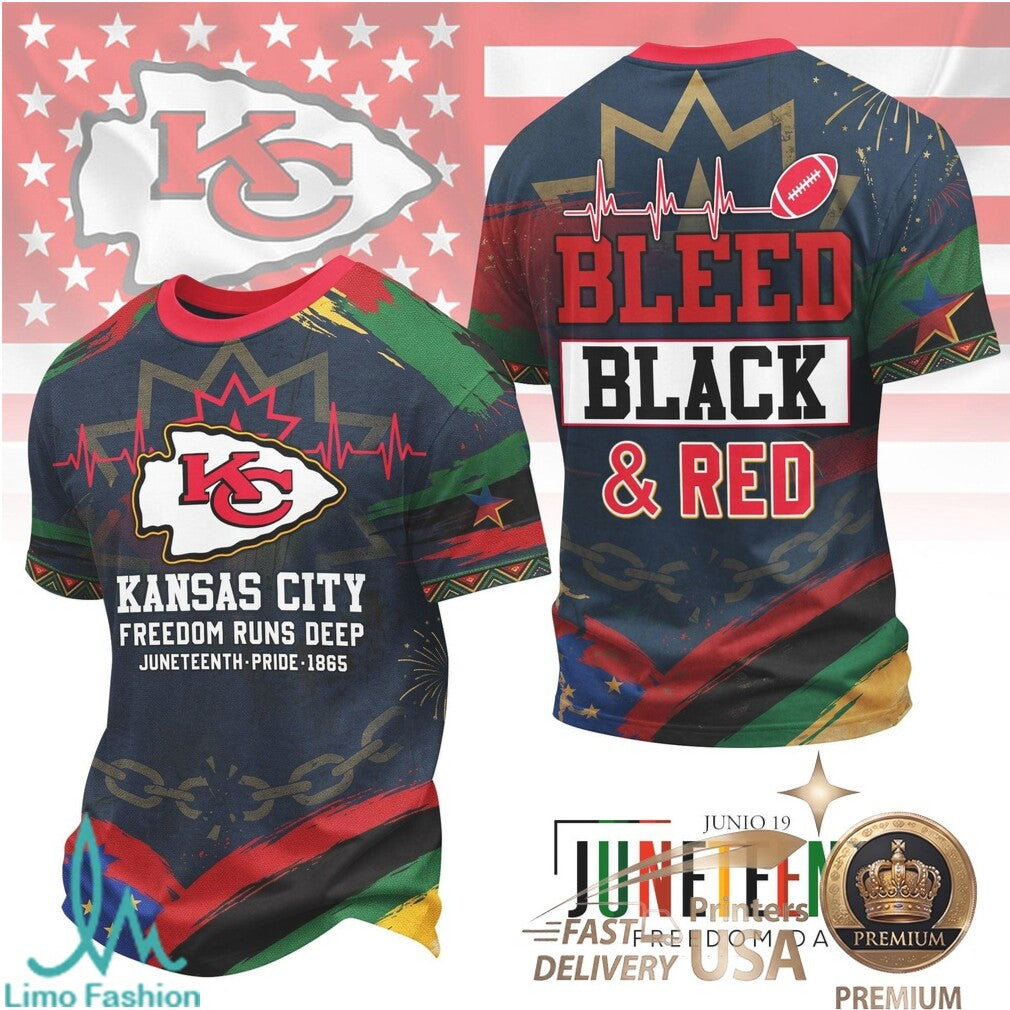 Kansas City Football Juneteenth Freedom Day Bleed Red T Shirt - Limotees LLC