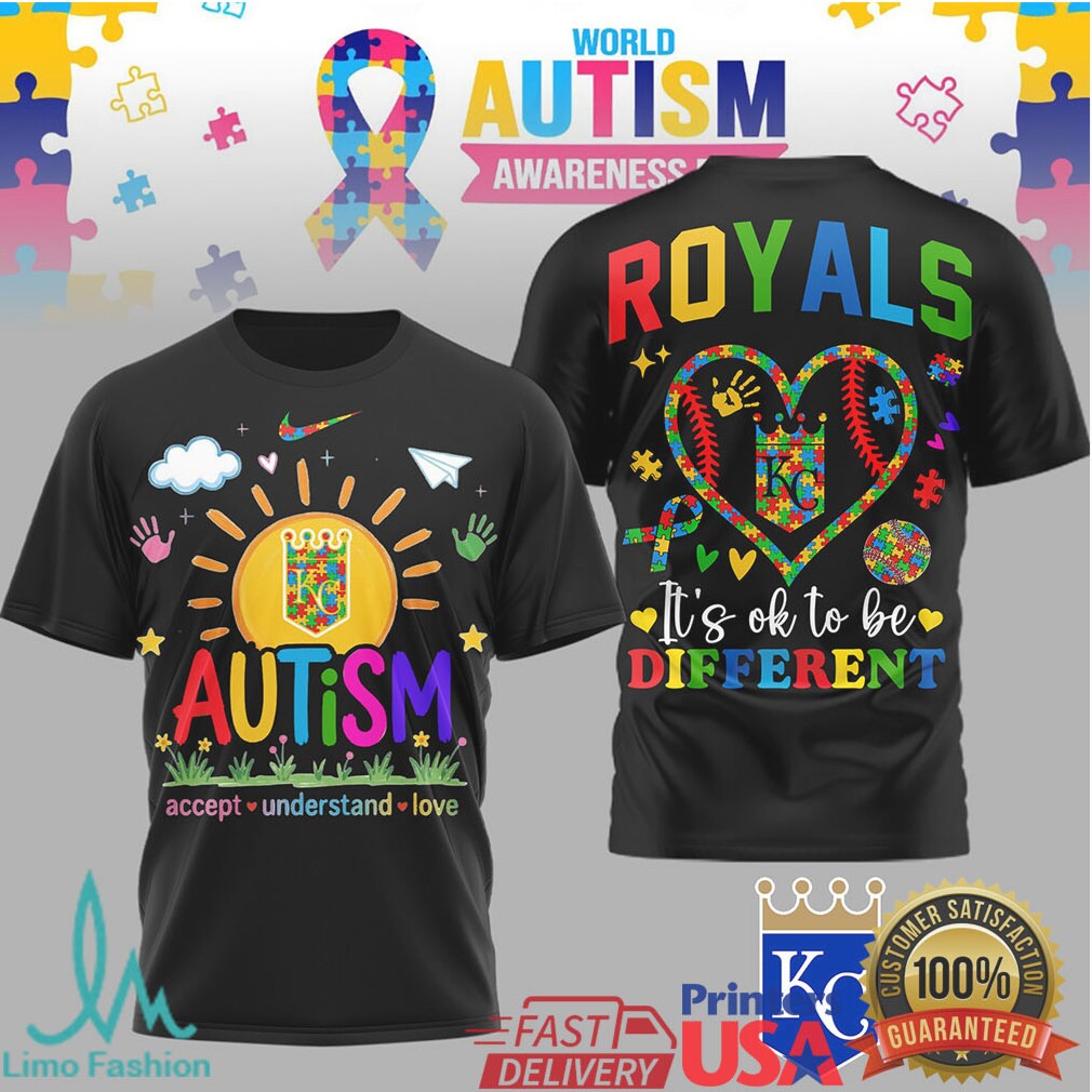 Kansas City Royals Autism Awareness T Shirt MLB It's OK To Be Different T Shirt - Limotees LLC