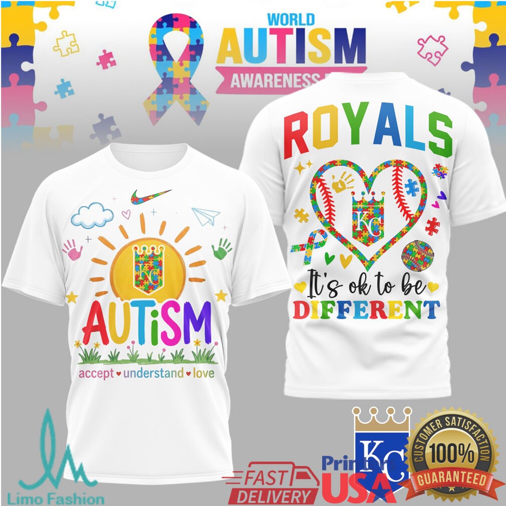 Kansas City Royals Autism Awareness T Shirt MLB It's OK To Be Different T Shirt - Limotees LLC