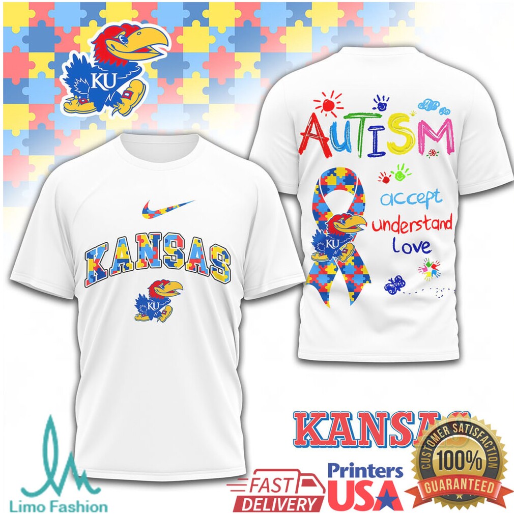 Kansas Jayhawks Autism Awareness Ribbon Graphic T Shirt