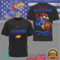 Kansas Jayhawks Basketball Rock Chalk Jayhawk Mascot Graphic T Shirt - Limotees LLC