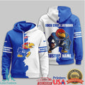 Kansas Jayhawks Custom Name Two Tone Split T Shirt Rock Chalk Jayhawk - Limotees LLC