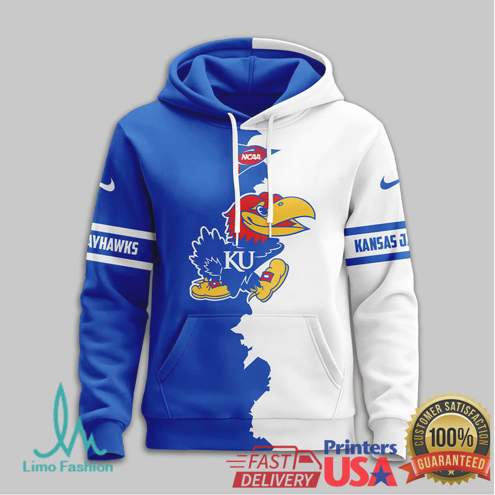 Kansas Jayhawks Custom Name Two Tone Split T Shirt Rock Chalk Jayhawk - Limotees LLC