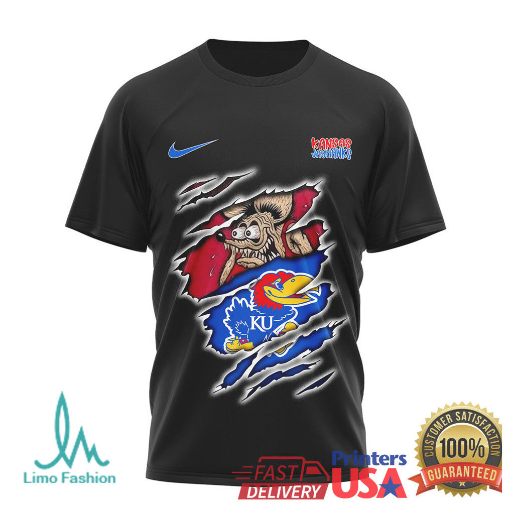 Kansas Jayhawks Rat Fink Style T Shirt Built To Play Not To Bow - Limotees LLC