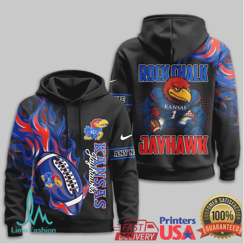 Kansas Jayhawks Rock Chalk Custom Name 3D All Over Print T Shirt - Limotees LLC