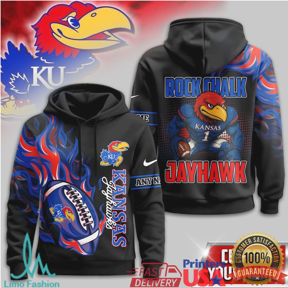 Kansas Jayhawks Rock Chalk Custom Name 3D All Over Print T Shirt - Limotees LLC