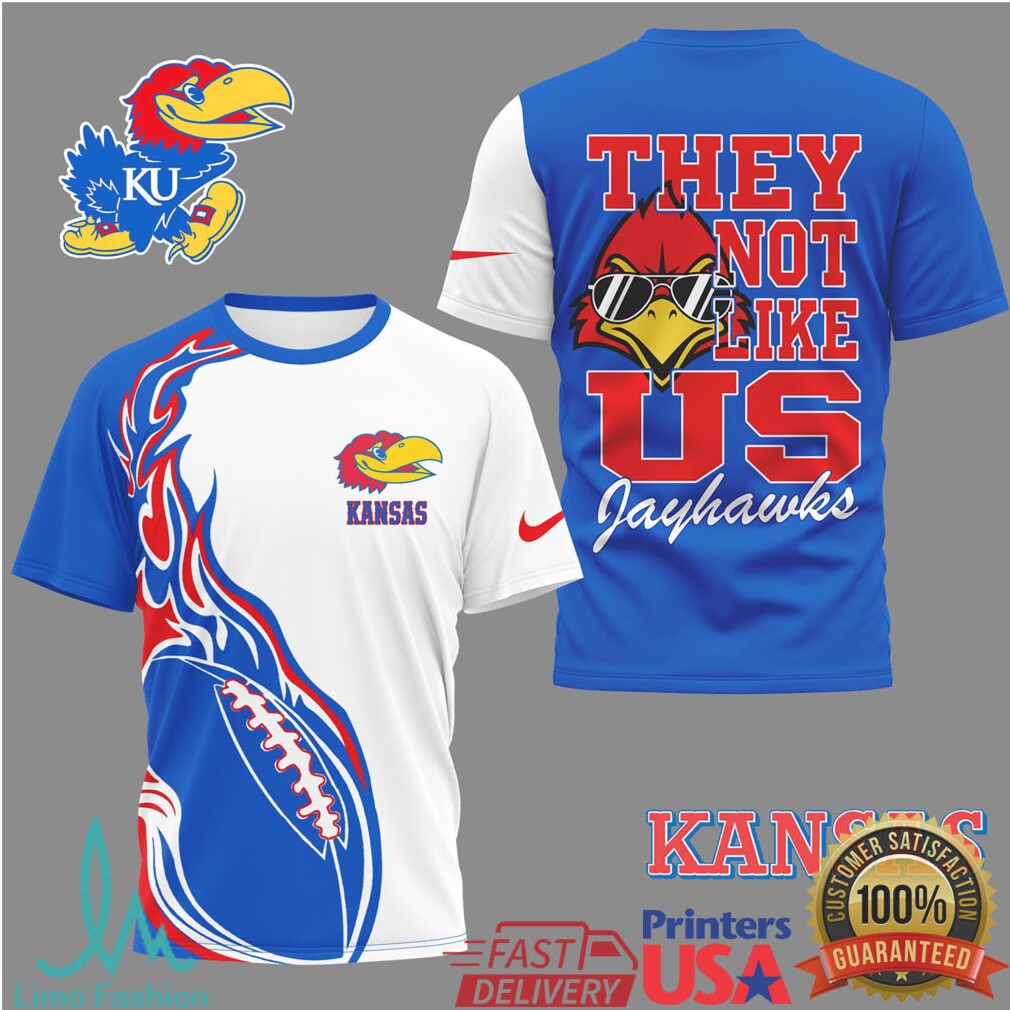 Kansas Jayhawks “They Not Like Us” Mascot Graphic T Shirt - Limotees LLC
