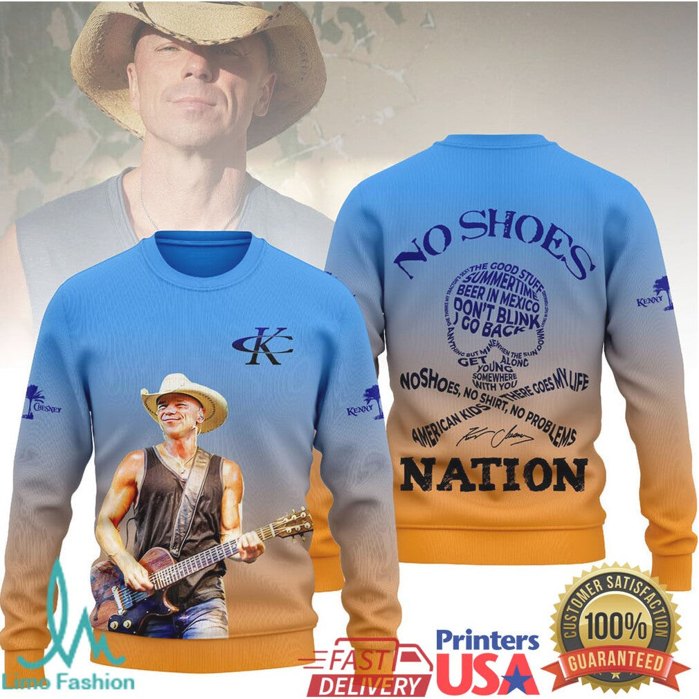 Kenny Chesney No Shoes Nation Blue Orange Gradient Tour Shirt - Limotees LLC