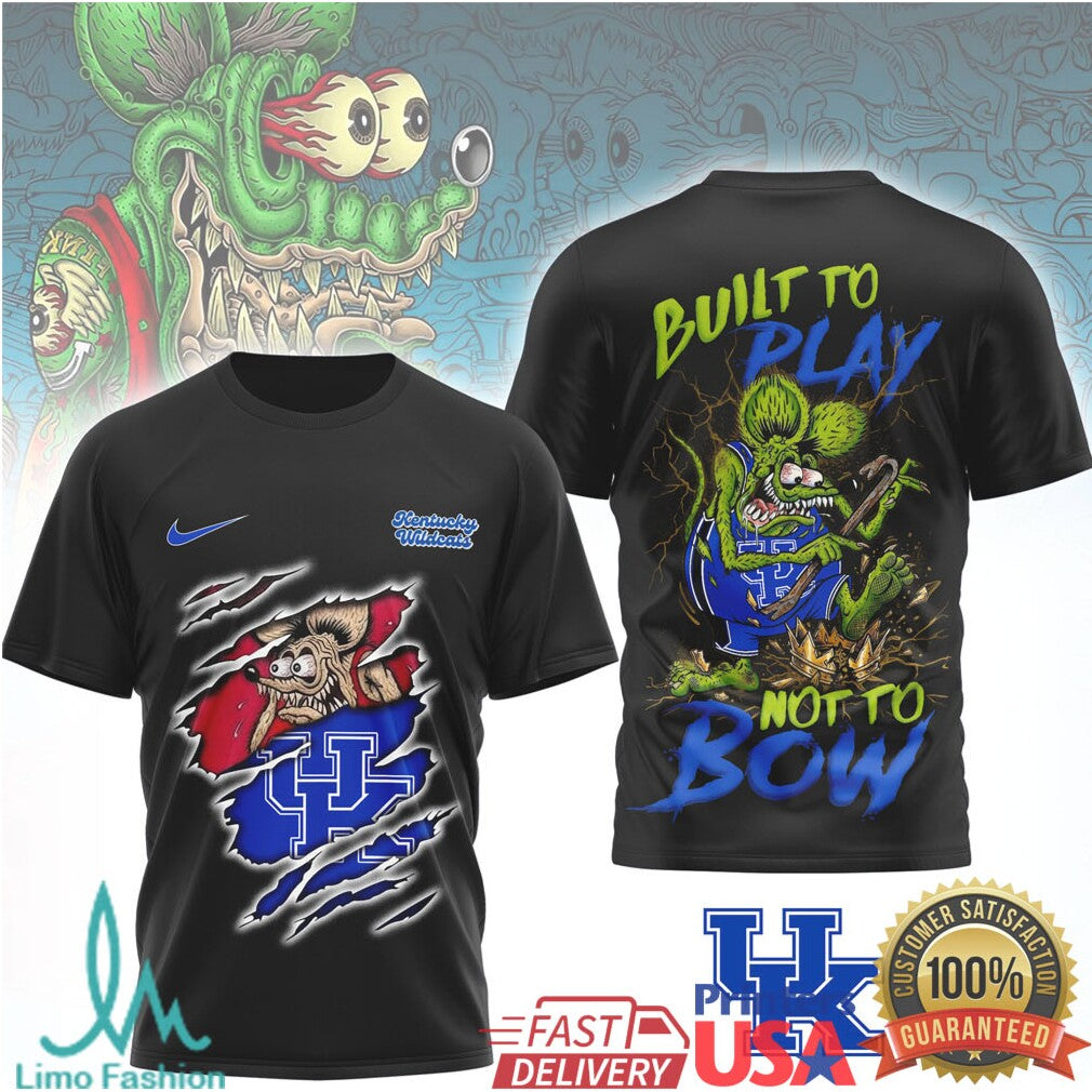 Kentucky Wildcats Custom Rat Fink Graphic T Shirt Built To Play - Limotees LLC