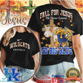 Kentucky Wildcats Fall For Jesus He Never Leaves Football T Shirt - Limotees LLC
