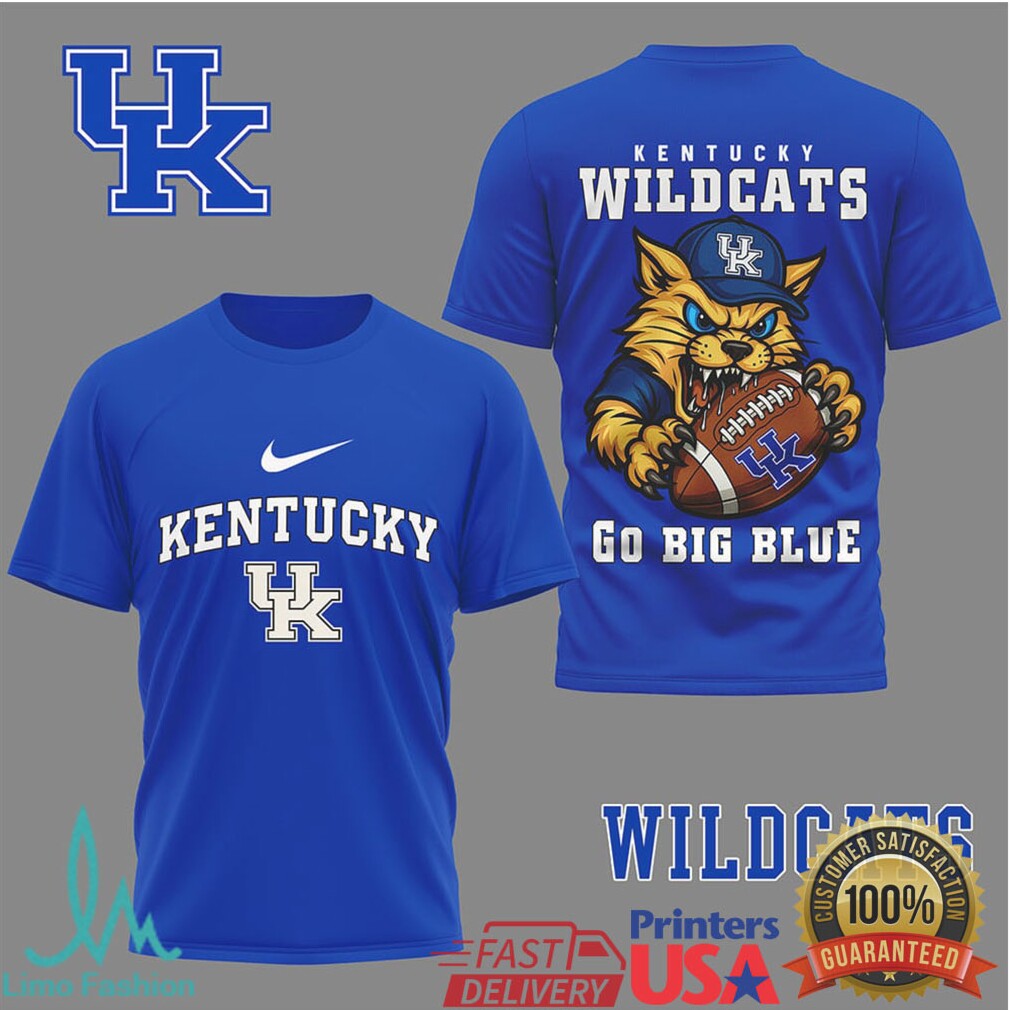 Kentucky Wildcats “Go Big Blue” Mascot Football Graphic T Shirt - Limotees LLC