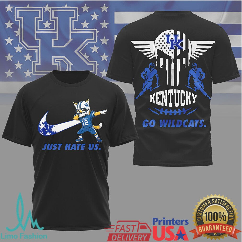 Kentucky Wildcats Just Hate Us Dabbing Wildcat Mascot T Shirt - Limotees LLC