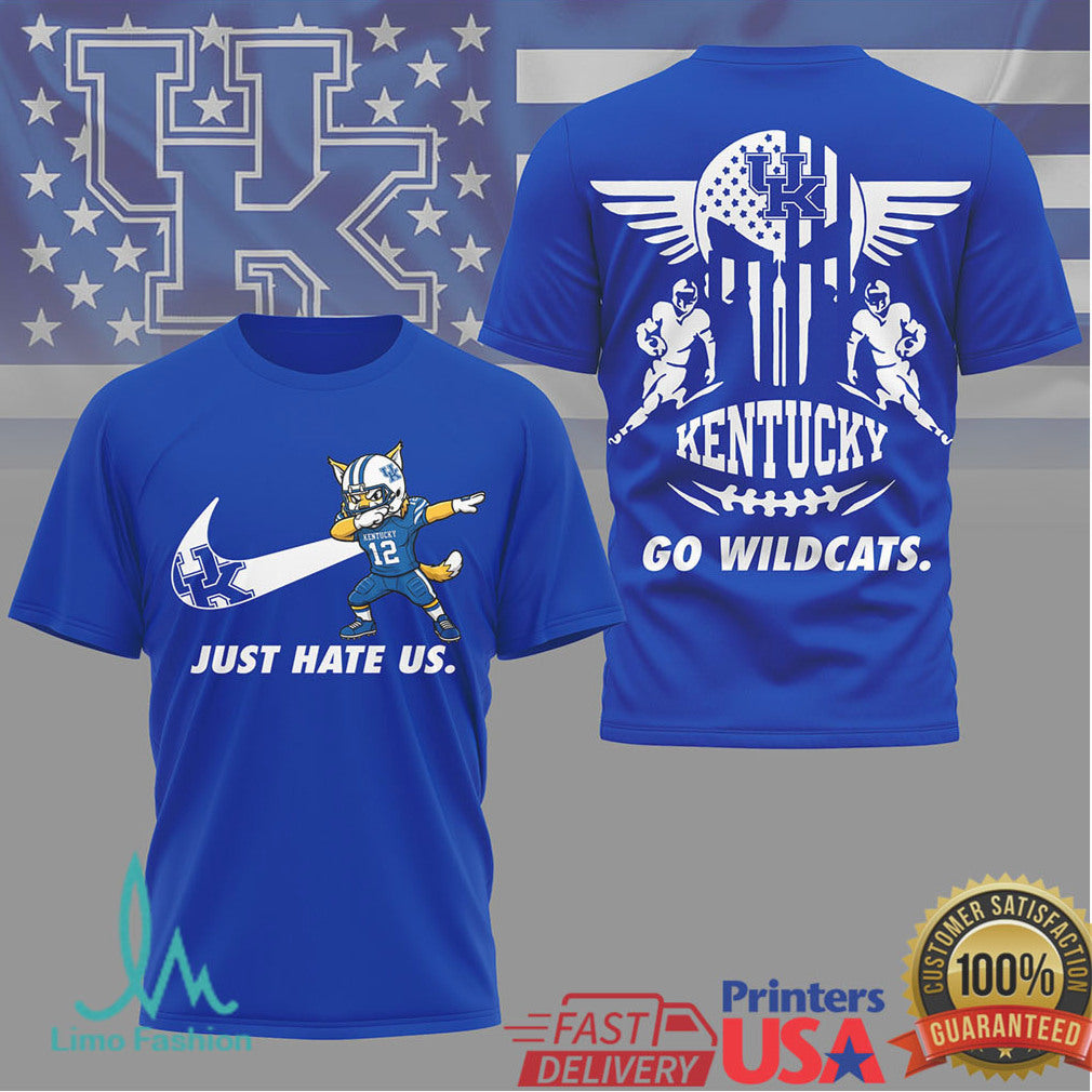 Kentucky Wildcats Just Hate Us Dabbing Wildcat Mascot T Shirt - Limotees LLC