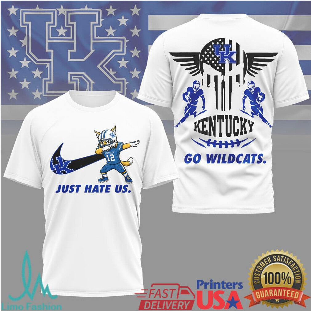 Kentucky Wildcats Just Hate Us Dabbing Wildcat Mascot T Shirt - Limotees LLC