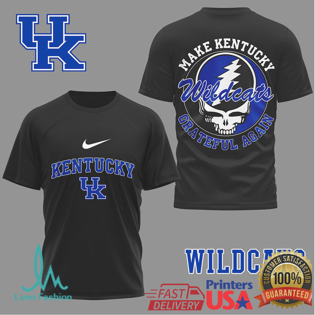 Kentucky Wildcats “Make Kentucky Grateful Again” Blue & White Fan Tee - Limotees LLC