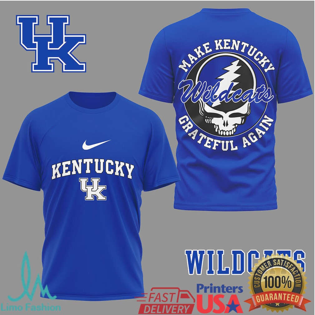 Kentucky Wildcats “Make Kentucky Grateful Again” Blue & White Fan Tee - Limotees LLC