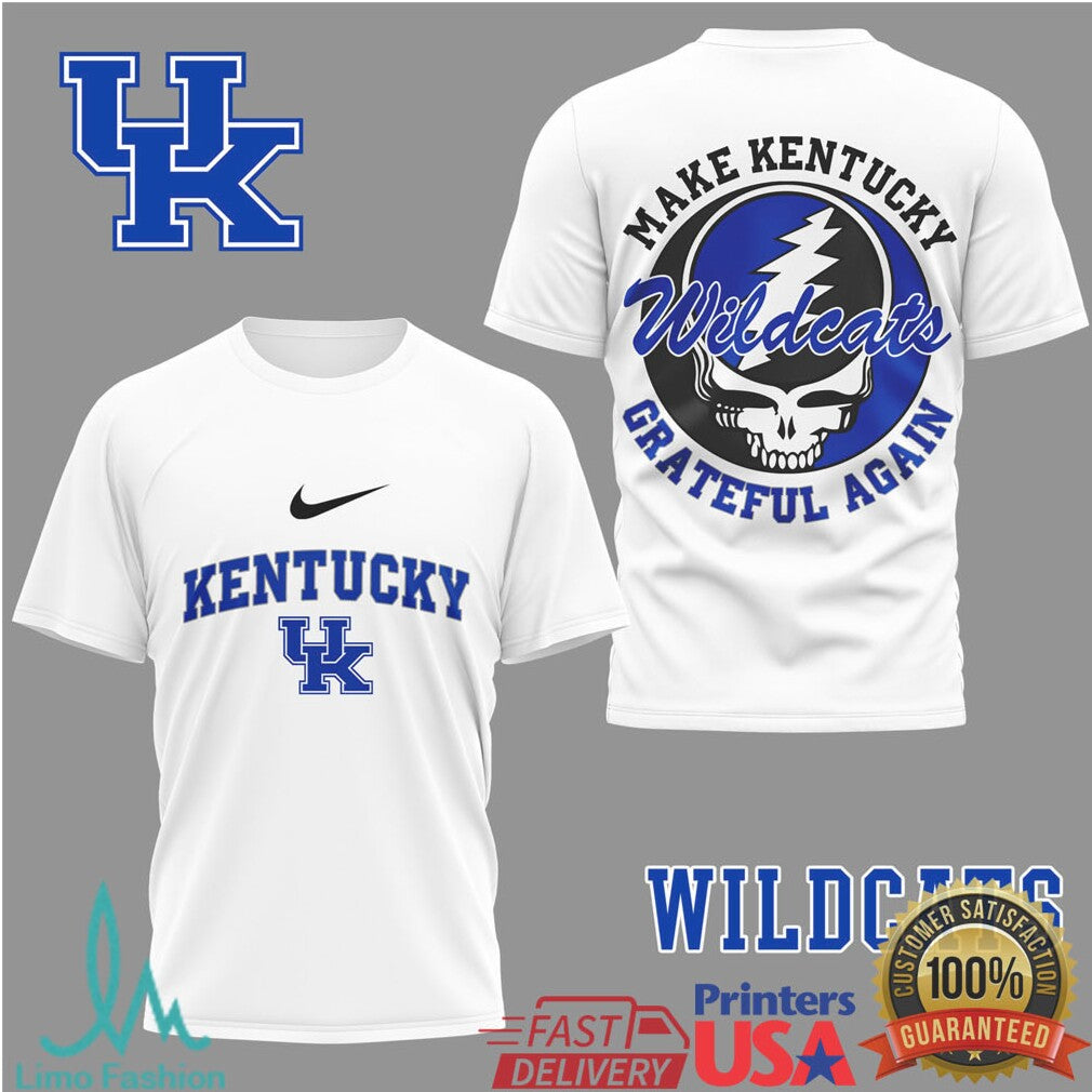 Kentucky Wildcats “Make Kentucky Grateful Again” Blue & White Fan Tee - Limotees LLC