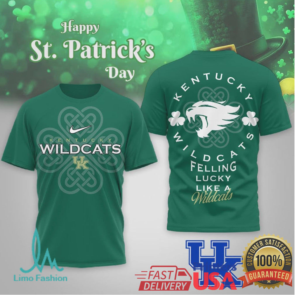 Kentucky Wildcats St. Patrick's Day Celtic Shamrock Mascot T Shirt - Limotees LLC