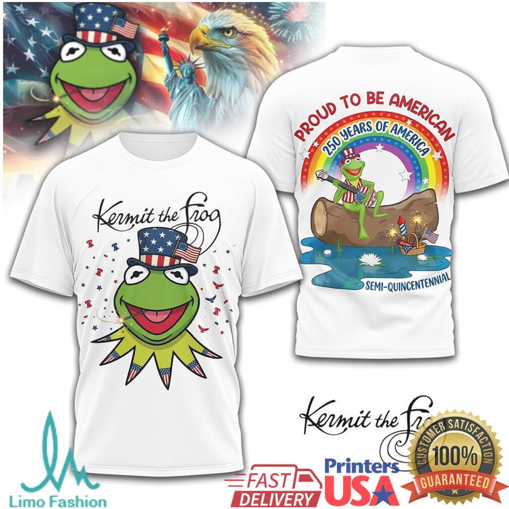 Kermit the Frog Proud to be American Semi Quincentennial 250 Years T Shirt - Limotees LLC